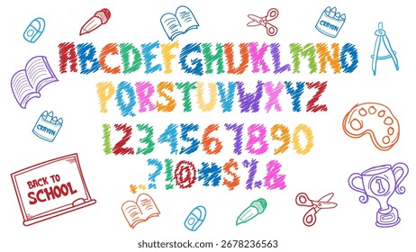 scribble alphabet fulcolor handwriting playful  bacground