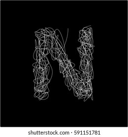Scribble Alphabet. Letter N
