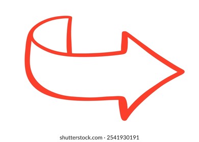 Scribble Arrow Sign Hand Drawn Vector Element. Hand Drawn Doodle Symbol. Marker Drawing Direction Pointer Sign Isolated on White