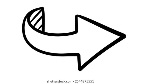 Scribble Arrow Sign Hand Drawn Vector Element. Hand Drawn Doodle Symbol. Marker Drawing Direction Pointer Sign Isolated on White
