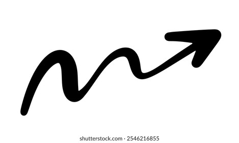 Scribble Arrow Sign Hand Drawn Vector Element. Hand Drawn Doodle Symbol. Marker Drawing Direction Pointer Sign Isolated on White