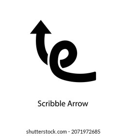 Scribble Arrow Trendy solid icon isolated on white and blank background for your design