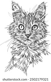 Scribble art cat bird poster image, Eps