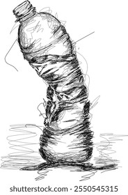 scribble art drawing sketch with drinking bottle