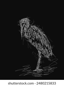 Scribble art flamango bird poster image
