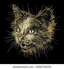 The scribble art illustration of cat head image vector is perfect for your printable t-shirt,poster,banner and also suitable for other stuffs