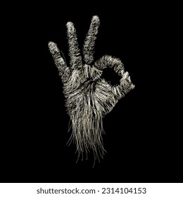 The scribble art illustration of finger ok symbol image vector is perfect for your printable t-shirt,poster,banner and also suitable for other stuffs