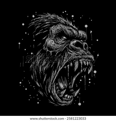 The scribble art illustration of gorilla head image vector is perfect for your printable t-shirt,poster,banner and also suitable for other stuffs