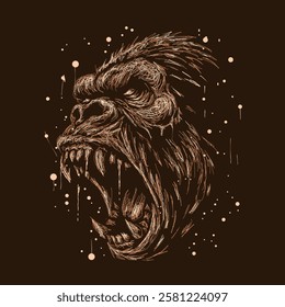 The scribble art illustration of gorillas head design is perfect for your printable t-shirt,poster,banner and also suitable for other stuffs