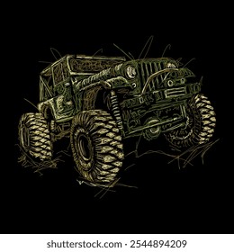 La ilustración de arte garabato de Vector de Imagen todoterreno jeep es perfecto para su camiseta imprimible, póster, Anuncio y también es adecuado para otras cosas