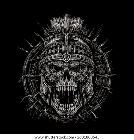 The scribble art illustration of romans warrior skull design is perfect for your printable t-shirt,poster,banner and also suitable for other stuffs