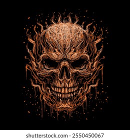 The scribble art illustration of skull design with splat and flame is perfect for your printable t-shirt,poster,banner and also suitable for other stuffs