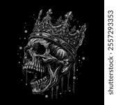 The scribble art illustration of skull wearing royal crown design is perfect for your printable t-shirt,poster,banner and also suitable for other stuffs