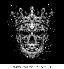 The scribble art illustration of skull wearing crown image vector is perfect for your printable t-shirt,poster,banner,logo,flag and also suitable for other stuffs