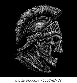 The scribble art illustration of skull wearing roman helmet image vector is perfect for your printable t-shirt,poster,banner and also suitable for other stuffs