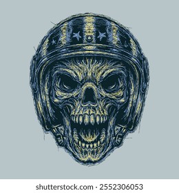 The scribble art illustration of skull wearing race helmet design is perfect for your printable t-shirt,poster,banner and also suitable for other stuffs