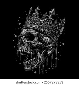 The scribble art illustration of skull wearing royal crown design is perfect for your printable t-shirt,poster,banner and also suitable for other stuffs