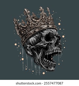 The scribble art illustration of skull wearing crown is perfect for your printable t-shirt,poster,banner and also suitable for other stuffs