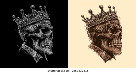 The scribble art illustration of skull wearing crown design is perfect for your printable t-shirt,poster,banner and also suitable for other stuffs