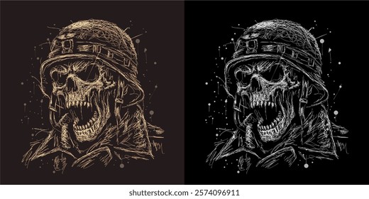 The scribble art illustration of skull wearing world war helmet design is perfect for your printable t-shirt,poster,banner and also suitable for other stuffs