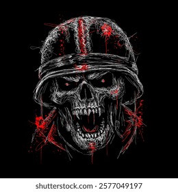 The scribble art illustration of skull wearing world war helmet is perfect for your printable t-shirt,poster,banner and also suitable for other stuffs