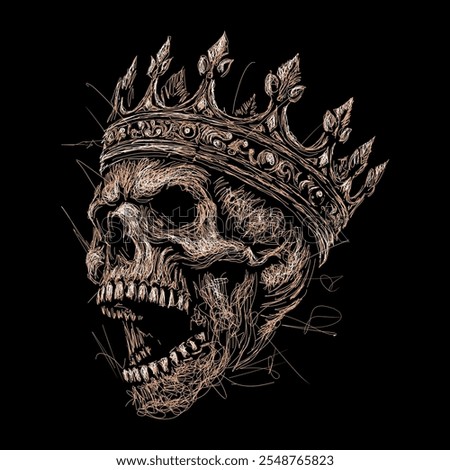 The scribble art illustration of skull wearing crown design is perfect for your printable t-shirt,poster,banner and also suitable for other stuffs