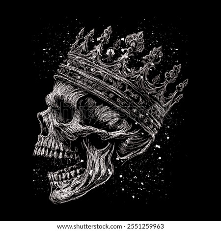 The scribble art illustration of skull wearing king's crown design is perfect for your printable t-shirt,poster,banner and also suitable for other stuffs