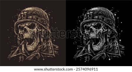 The scribble art illustration of skull wearing world war helmet design is perfect for your printable t-shirt,poster,banner and also suitable for other stuffs