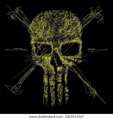 The scribble art and line art illustration of skull design is perfect for your printable t-shirt,poster,banner and also suitable for other stuffs