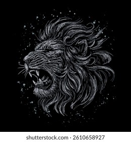 The scribble art vector Lion head skull