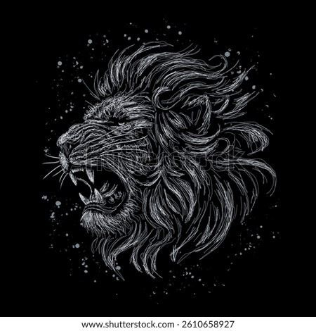 The scribble art vector Lion head skull