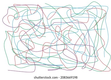 scribble art-lines. Pen tangled scrawl color lines sketch background hatched Vector Image