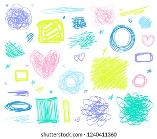 Scribble backgrounds with tangled lines on white. Intricate chaotic textures. Wavy backdrops. Hand drawn grunge patterns. Elements for design