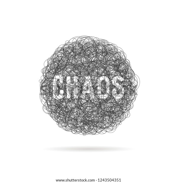 scribble black line like chaos ball. flat linear\
style modern clew of yarn logotype graphic lineart design isolated\
on white background. concept of difficult way or loop symbol and\
think or anxiety