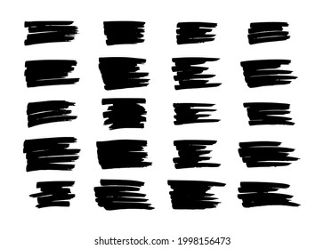 Scribble with a black marker. Big set of doodle style various scribbles. Black hand drawn design elements on white background. Vector illustration