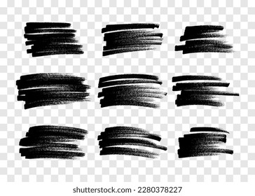 Scribble with a black marker. Set of doodle style various scribbles. Black hand drawn design elements on transparent background. Vector illustration