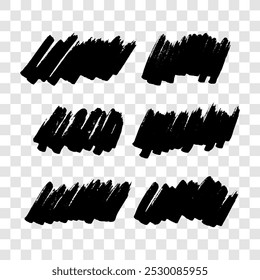 Scribble with a black marker. Set of doodle style various scribbles. Black hand drawn design elements on transparent background. Vector illustration