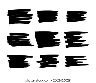 Scribble with a black marker. Set of nine doodle style various scribbles. Black hand drawn design elements on white background. Vector illustration

