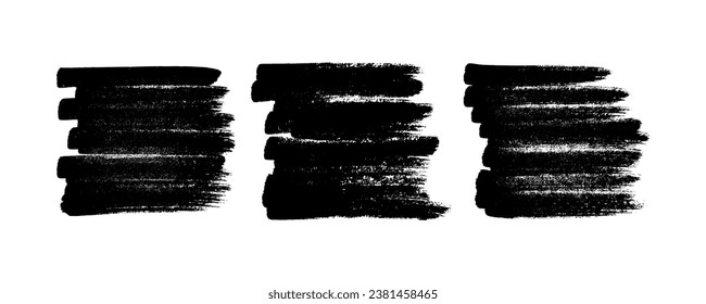 Scribble with a black marker. Set of three doodle style various scribbles. Black hand drawn design elements on white background. Vector illustration