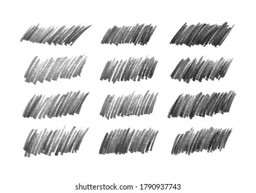 Crítica con un marcador negro. Conjunto de doce garabatos de estilo doodle. Elementos de diseño dibujados a mano negra sobre fondo blanco. Ilustración del vector