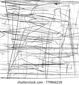 Scribble black and white grunge texture. Dark lines creative chaotic background.Isolated vector illustration.