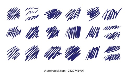 Rabisco com uma caneta azul. Grunge garatujas desenhadas à mão . Ilustração vetorial