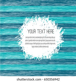Scribble blue striped card template with white hatching backdrop. Abstract background. Handwriting. 