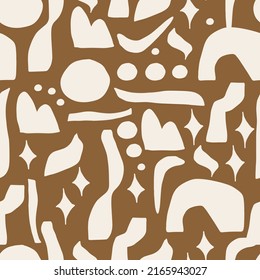 scribble boho style vector seamless pattern. Abstract doodle different shapes. Modern geometric objects, hand drawn, trendy design