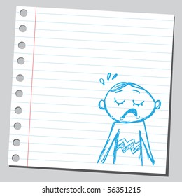 Scribble boy crying