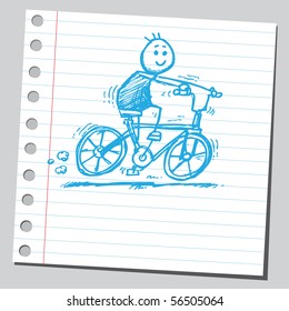 Scribble boy riding bicycle