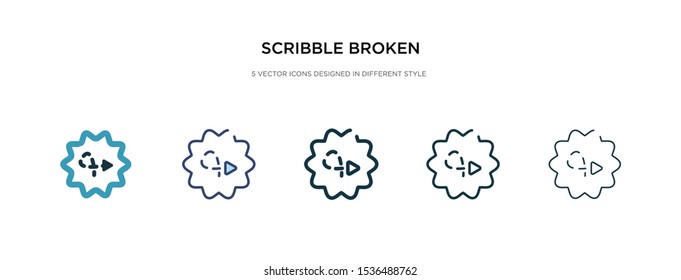 scribble broken line icon in different style vector illustration. two colored and black scribble broken line vector icons designed in filled, outline, line and stroke style can be used for web,