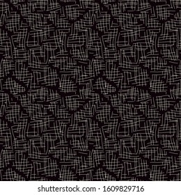 Scribble broken lines seamless surface pattern. Scrawl doodle print. Cross hatching texture. Distressed freehand sketch modern background. Handdrawn outlines wallpaper. Vector grunge abstract graphic