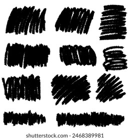 Scribble brush ink shapes. Hand drawn brush strokes collection.
Grunge artistic paint blobs highlights backgrounds.