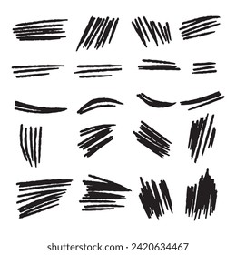 Scribble brush stroke charcoal curly line set illustation for background design 